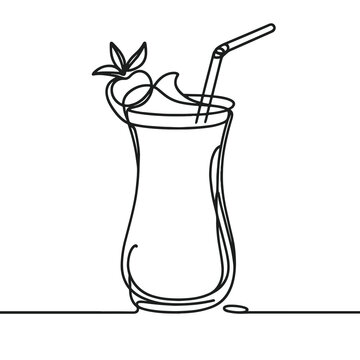 recommend clip art: Refreshing fruit smoothie in a line drawing style