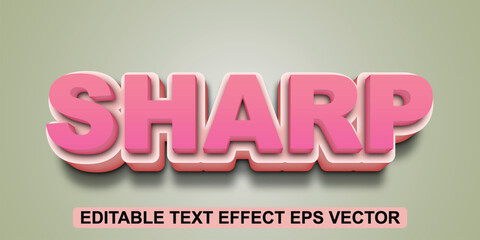 Sharp pink color editable 3d text effect eps vector