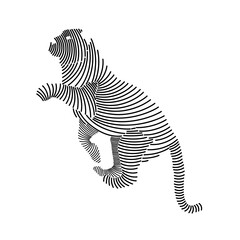 Fototapeta na wymiar Simple line art illustration of a tiger 3