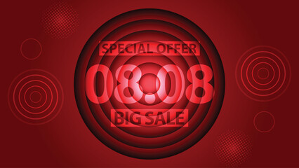 Sale banner template design 8.8 . 08.08 SPECIAL OFFER, BIG SALE, MEGA SALE