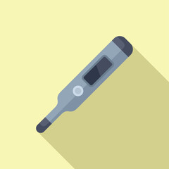 Digital thermometer icon flat vector. Patient clinical examination. Check general health