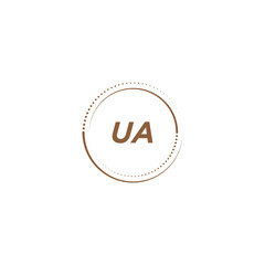 UA creative initial letter flat monogram logo design with White background.Vector logo modern alphabet golden color font style.