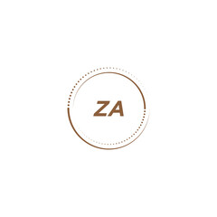 ZA creative initial letter flat monogram logo design with White background.Vector logo modern alphabet golden color font style.