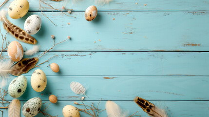 Easter composition on a blue background