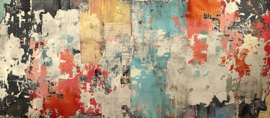 This photo showcases a wall adorned with layers of torn posters, resulting in a captivating and abstract grunge background.