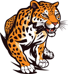 vector of animal angry leopard illustration with white background