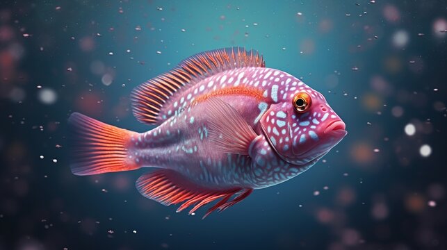 vector illustration of a mixed flowerhorn fish that has undergone genetic mixing so that it has a sleeker and more exotic appearance