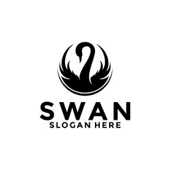 Fototapeta premium Swan logo vector design , elegant circle swan logo template