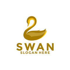 Swan logo vector design , elegant simple swan logo template