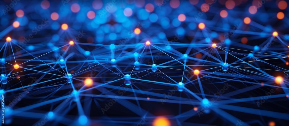 Poster a computer generated image of a network of lines and dots . high quality