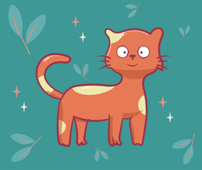 Kawaii Cats vector illustration  Smiling Kitty, cute and round-faced cat