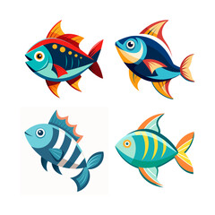 Fototapeta premium fish vector illustration set