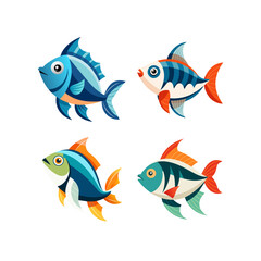 Naklejka premium fish vector illustration set