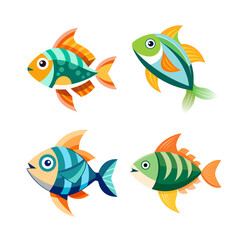 Fototapeta premium fish vector illustration set