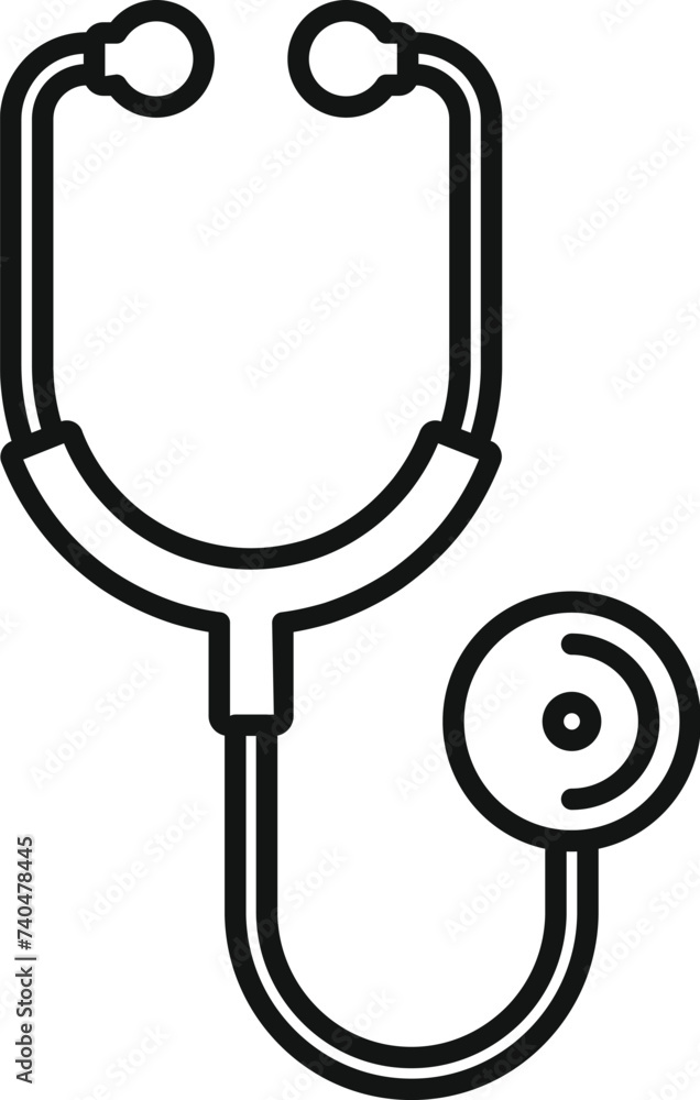 Sticker Clinic medical stethoscope icon outline vector. Diagnostic general. Procedure testing clinical