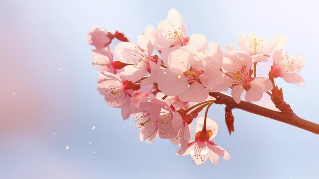  flowering spring cherry tree close up and light bokeh. spring nature background. seamless looping overlay 4k virtual video animation background 