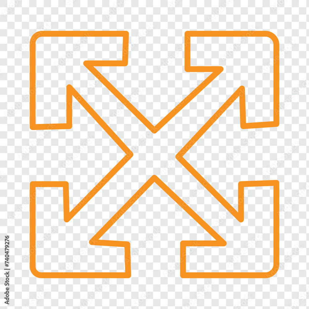 Poster orange four arrow outline style icon. four arrow icon design vector isolated. vector illustration. e