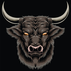 Vintage strong bull head vector illustration