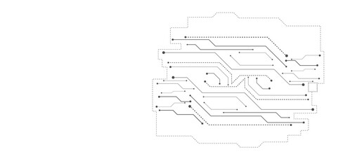 Vector abstract technology on white background., Gray circuit diagram on white background. Circuit board with various technology elements