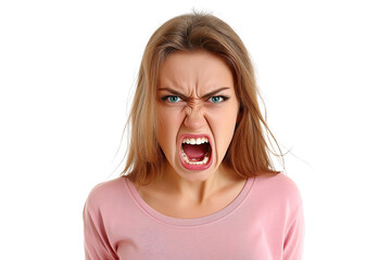 women anger expressions face isolated on transparent background