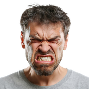 men anger expression face isolate on transparent background