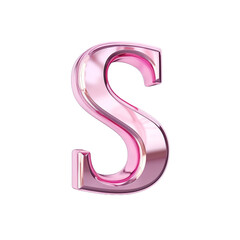 Metallic pink glass letter S