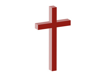 Icono de cruz latina roja en 3D - obrazy, fototapety, plakaty