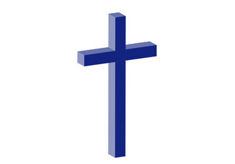 Icono de cruz latina azul en 3D