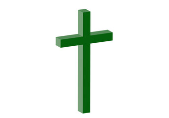 Icono de cruz latina verde en 3D - obrazy, fototapety, plakaty