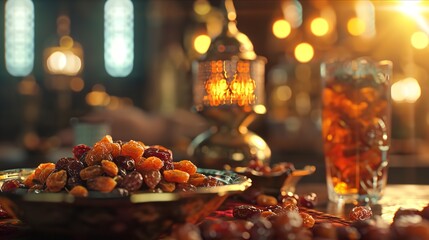 Ramadan Iftars: Marks the End of Fasting. Table Spread with Delicious Food
