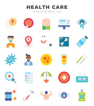 Simple Set of HEALTH CARE Related Vector Flat Icons.