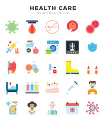 HEALTH CARE. Flat icons Pack. vector illustration.