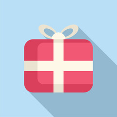 Token parcel icon flat vector. Present gift box. Coupon delivery festive