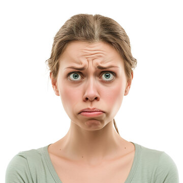 Women bad facial expressions face isolated on transparent background