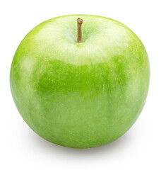 Ripe perfect green apple on white background. File contains clipping path.