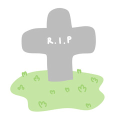 Halloween Gravestone Or Tombstone Cartoon illustration For Halloween Festival Decoration