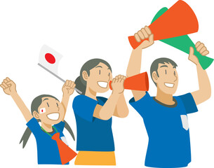 スポーツの試合で声援を送る家族のイラスト