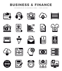 Set of Lineal Filled Business & Finance Icons. Lineal Filled art icon. Vector illustration