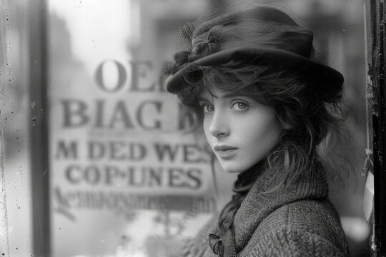 Old black and white of full body of womand photographs from the Victorian era