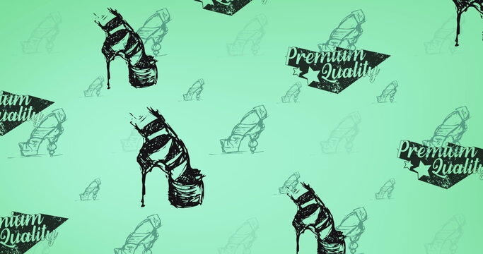 Image of shoes drawings on green background