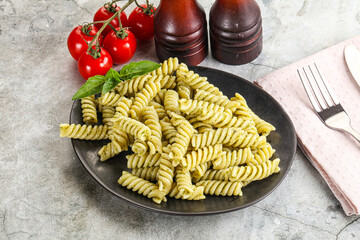 Italian pasta with basil pesto