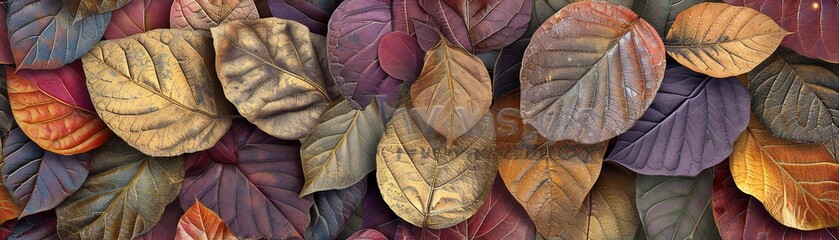 Vintage Leaf Mosaic: Meticulously arranged dry leaves forming an intricate mosaic pattern with a vintage twist.