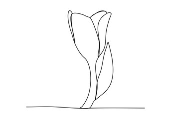 Flower, one line drawing vector illustration.