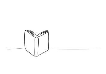 Book, one line drawing vector illustration.