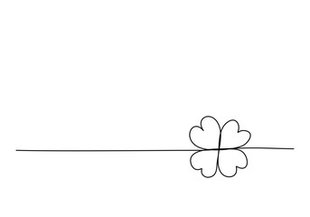 Four-leaf clover, one line drawing vector illustration.