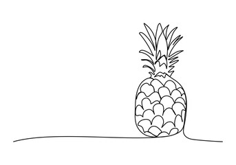 Pineapple, one line drawing vector illustration.