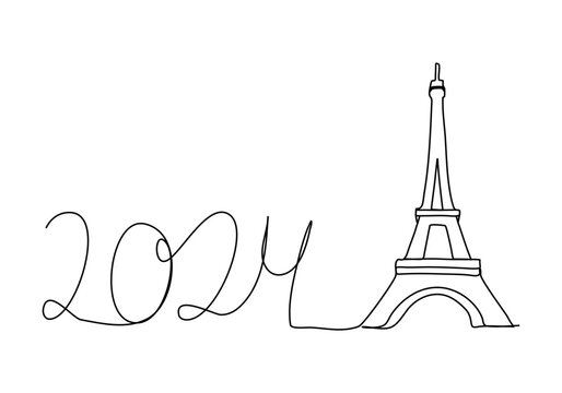 Eiffel Tower, one line drawing vector illustration.