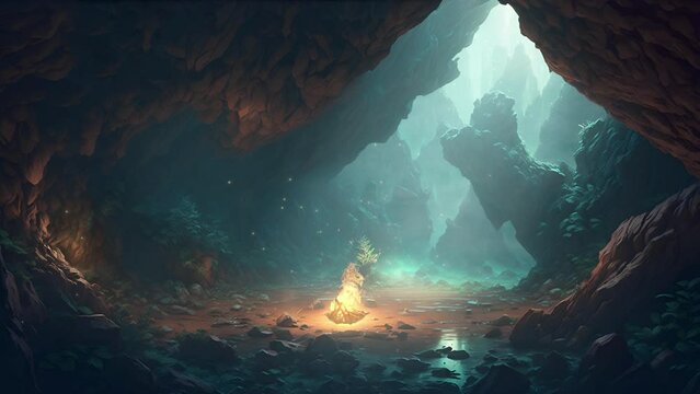 Animated Vtuber Twitch Streamer Background of a Lost Cavern