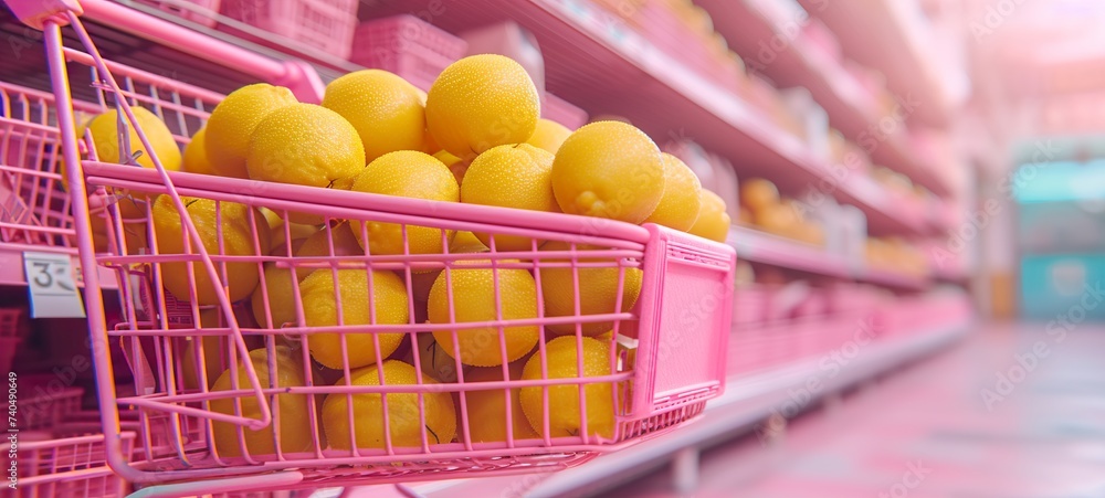 Sticker shopping cart full of groceries