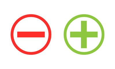 plus minus icon, yes and no buttons, simply vector